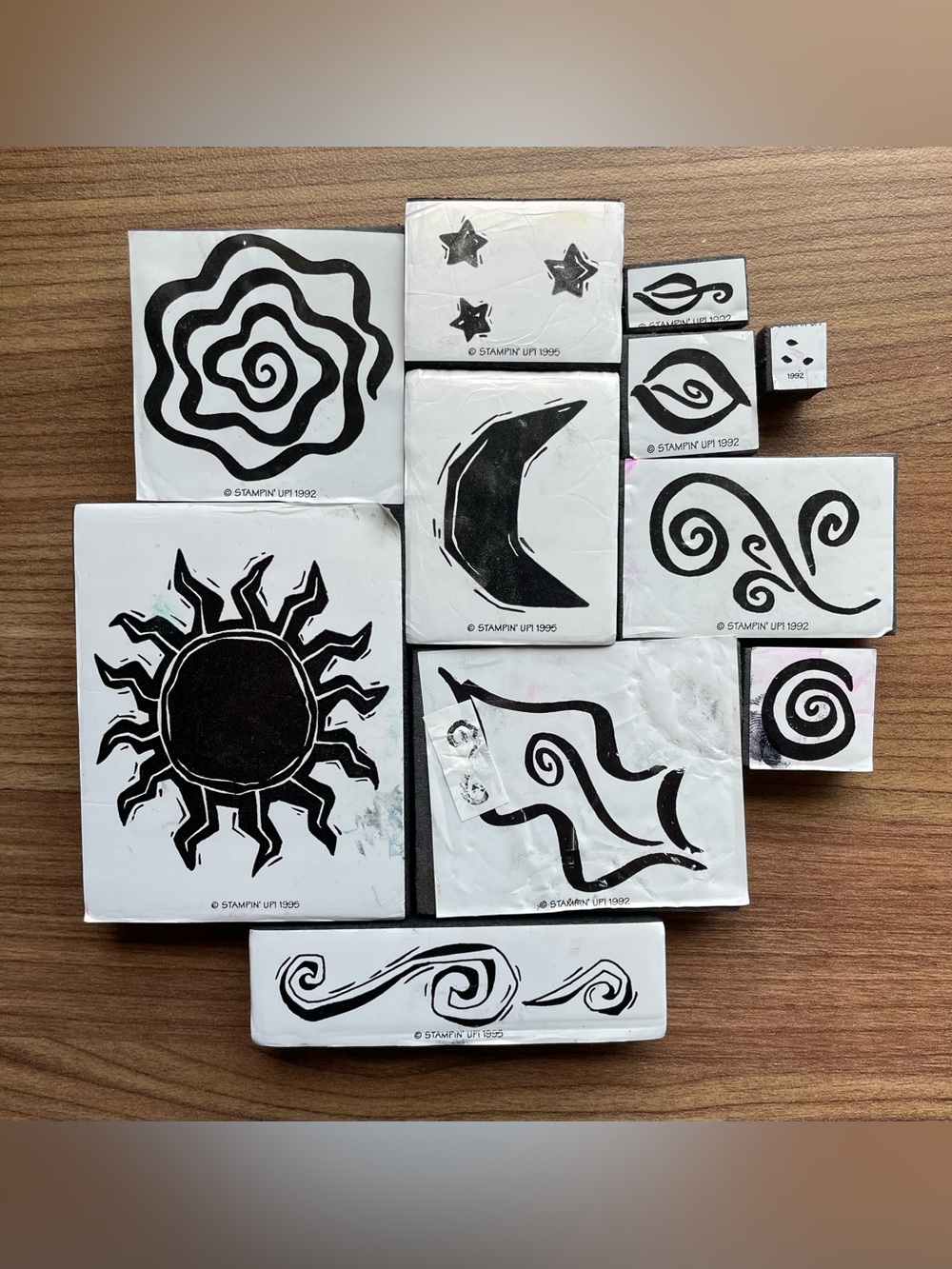 Vintage Foam Stamp Lot - Stampin Up Chunky Celestial Sun Moon Tribal